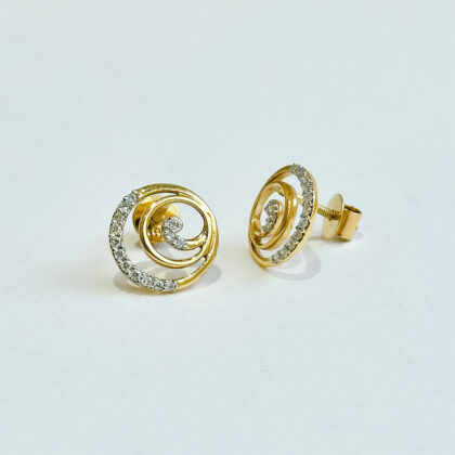 Diamond Studded Gold Earrings