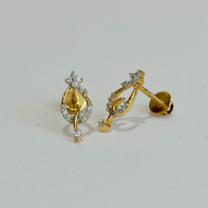 Diamond Studded Gold Earrings