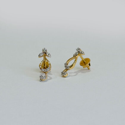 Diamond Studded Gold Earrings