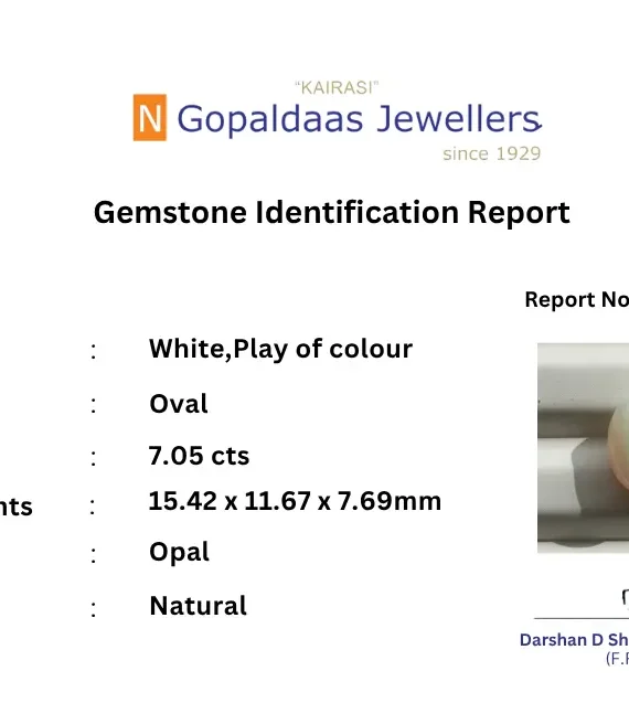 Natural Opal certificate