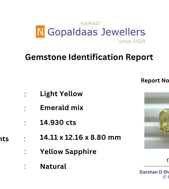yellow sapphire certificate
