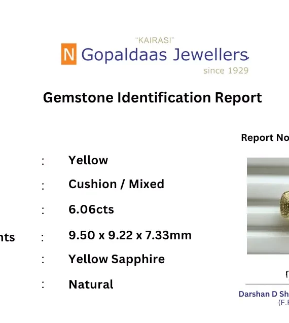 yellow sapphire certificate
