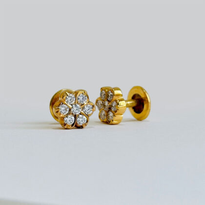 Diamond Studded Gold Earrings