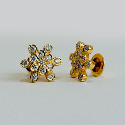 Diamond Studded Gold Earrings