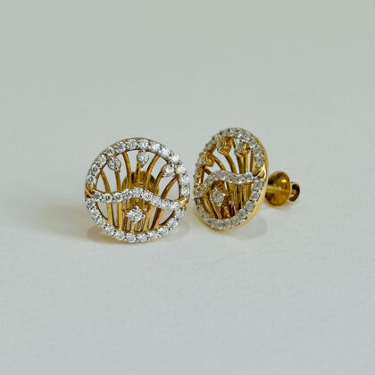 Diamond Studded Gold Earrings