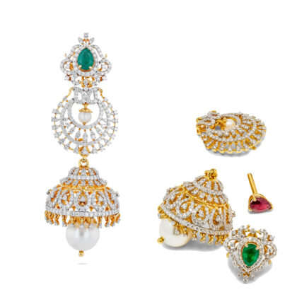Diamond Studded Gold Earrings