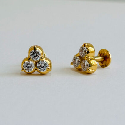 Diamond Studded Gold Earrings