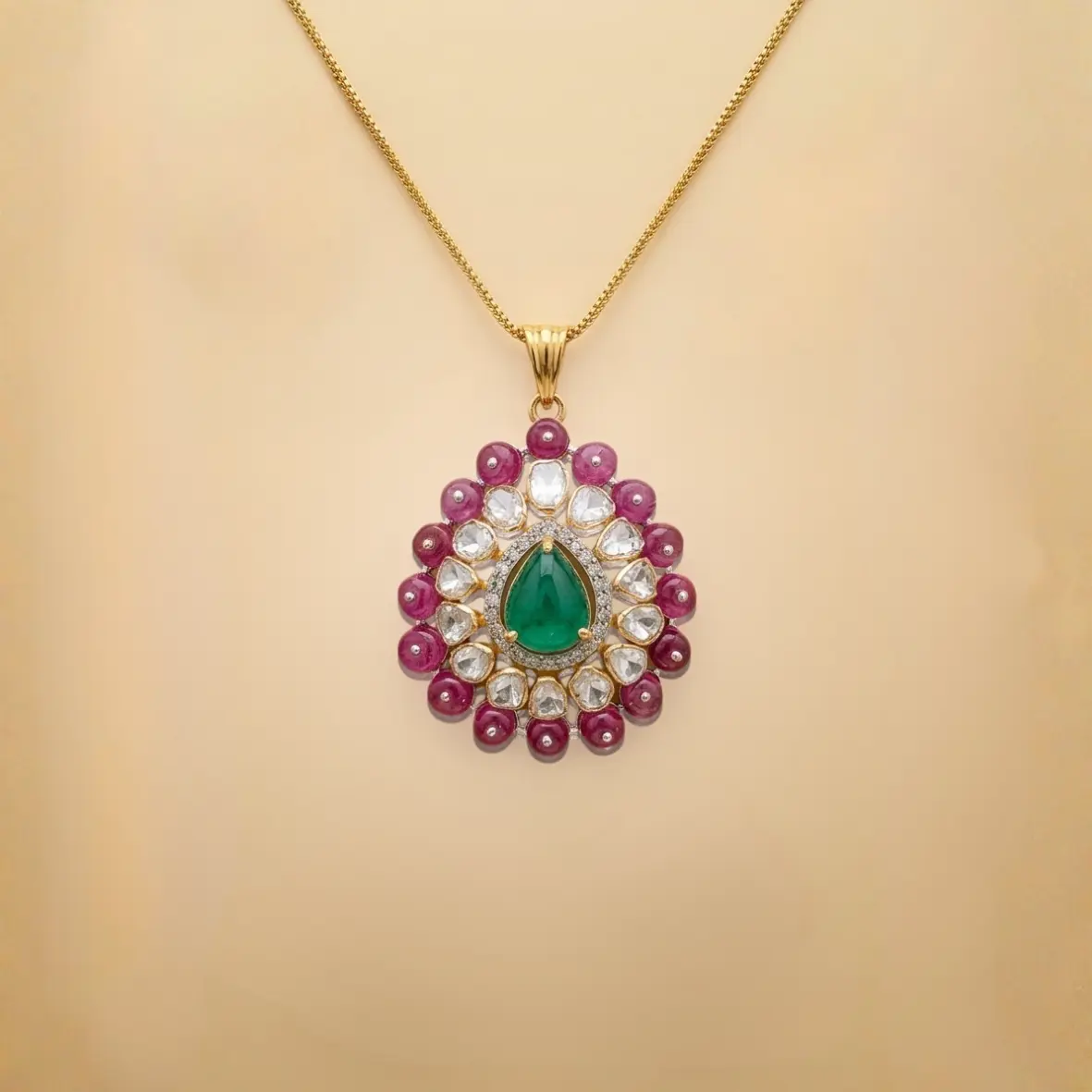 3-39693 - N Gopaldaas Jewellers polki pendant