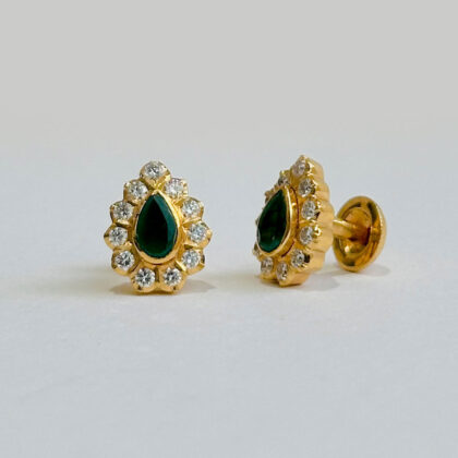 Diamond Studded Gold Earrings