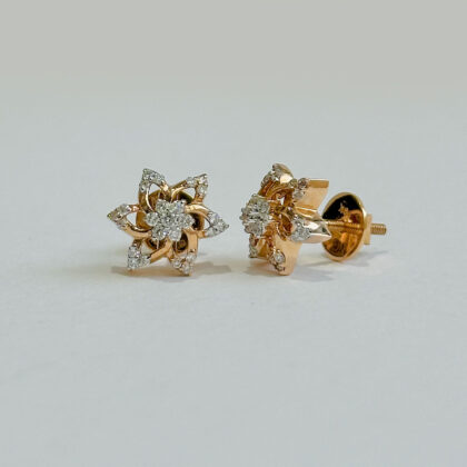 Diamond Studded Gold Earrings