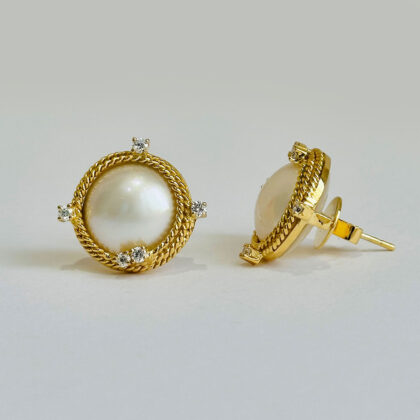 Diamond Studded Gold Earrings