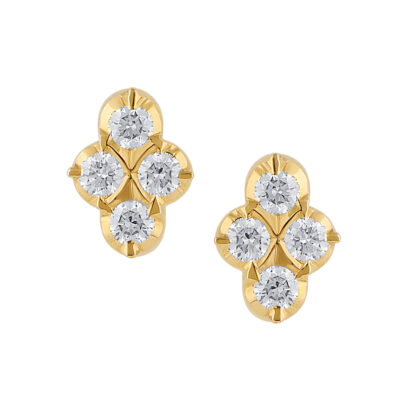 Diamond Studded Gold Earrings