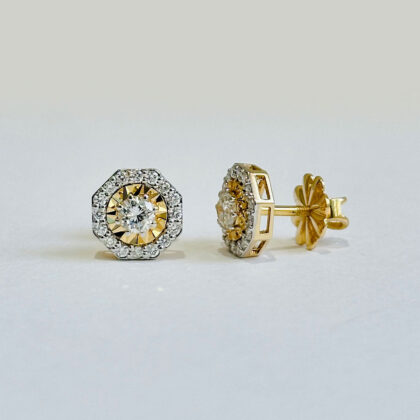 Diamond Studded Gold Earrings
