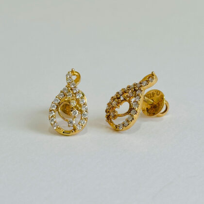 Diamond Studded Gold Earrings