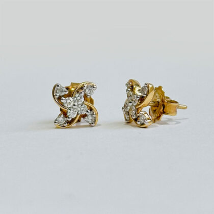 Diamond Studded Gold Earrings