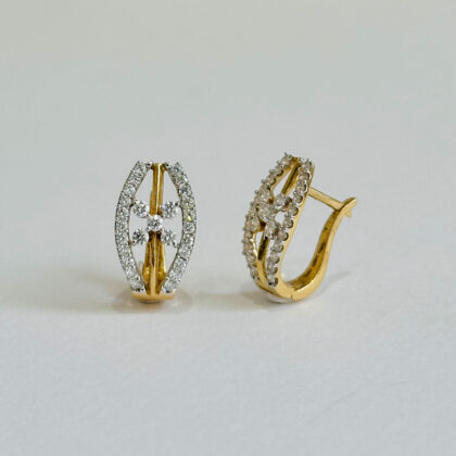 Diamond Studded Gold Earrings